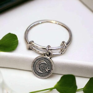 Crescent Moon Star Charm Ring - - LadybugfeetDesigns -