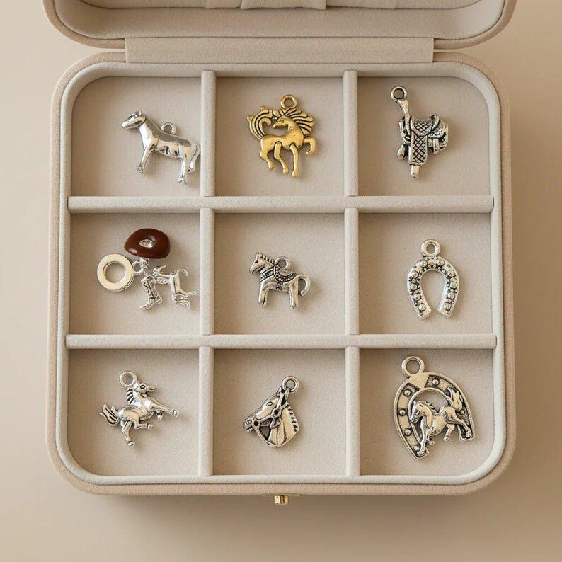 Horse Lover Charm Box - 9 pc., Silver - - LadybugfeetDesigns -