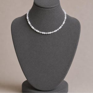 White Beaded Choker Necklace - 16 inch - - LadybugfeetDesigns -