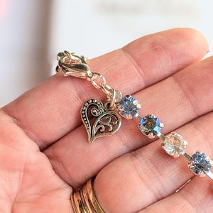 Fancy Filigree Heart Faceted Crystal Bracelet - - LadybugfeetDesigns -