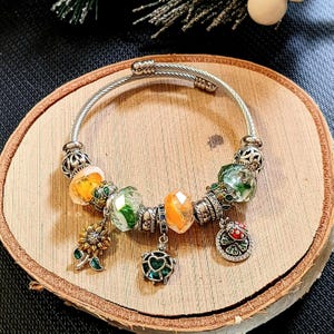 Garden Party Euro Cuff Wrap Bracelet, Silver - - LadybugfeetDesigns -