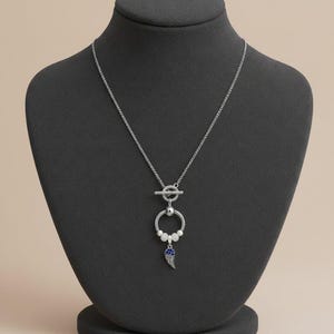 Angel Wing Sterling Silver Toggle Charm Necklace, 20 inches - - LadybugfeetDesigns -
