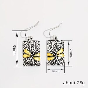 Dragonfly Fancy Tag Earrings, Silver - - LadybugfeetDesigns -