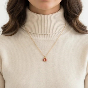 Ladybug necklace, Gold - 20 inch - - LadybugfeetDesigns -