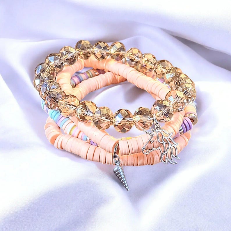 Unicorn Dream Stretch Bracelet Stack - - LadybugfeetDesigns -