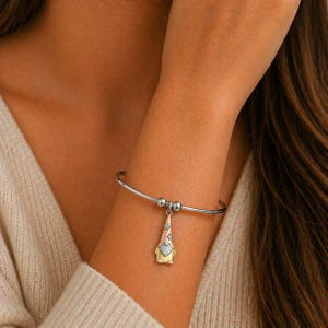 Gnome Euro Bangle Cuff, Silver - - LadybugfeetDesigns -