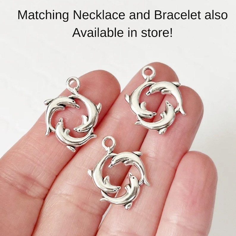 Dolphin Trio Hoop earrings, Silver - 16mm - - LadybugfeetDesigns -