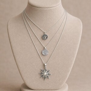Energy, Power, Positivity Layered Necklace Set, Silver - - LadybugfeetDesigns -
