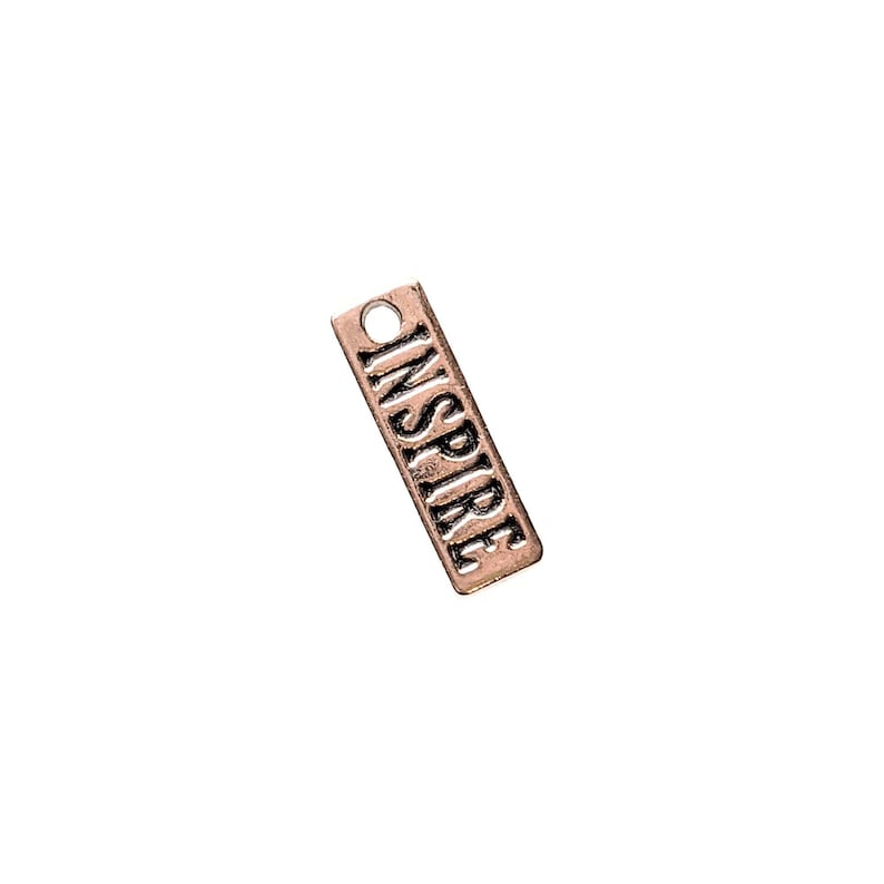 Silver Inspire Tag Charm - - LadybugfeetDesigns -