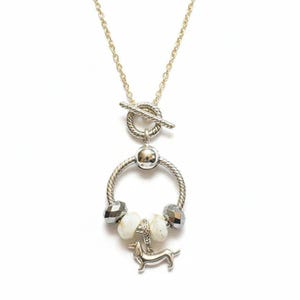 Dachshund Sterling Silver Toggle Charm Necklace, 20 inches - - LadybugfeetDesigns -