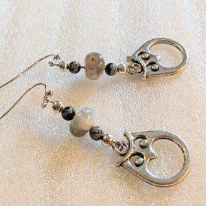 Owl Boulder Opal Beaded Hook Earrings, Silver - - LadybugfeetDesigns -