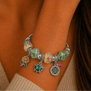 Garden Party Euro Cuff Wrap Bracelet, Silver - - LadybugfeetDesigns -