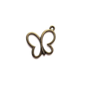 Antique Bronze Butterfly Cut-Out Charm - - LadybugfeetDesigns -