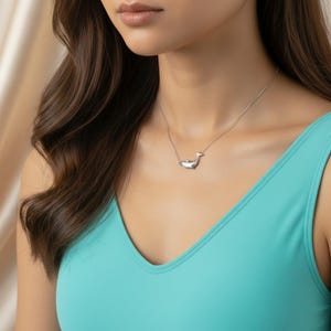 Whale Pendant charm necklace, Silver - 16 inch - - LadybugfeetDesigns -