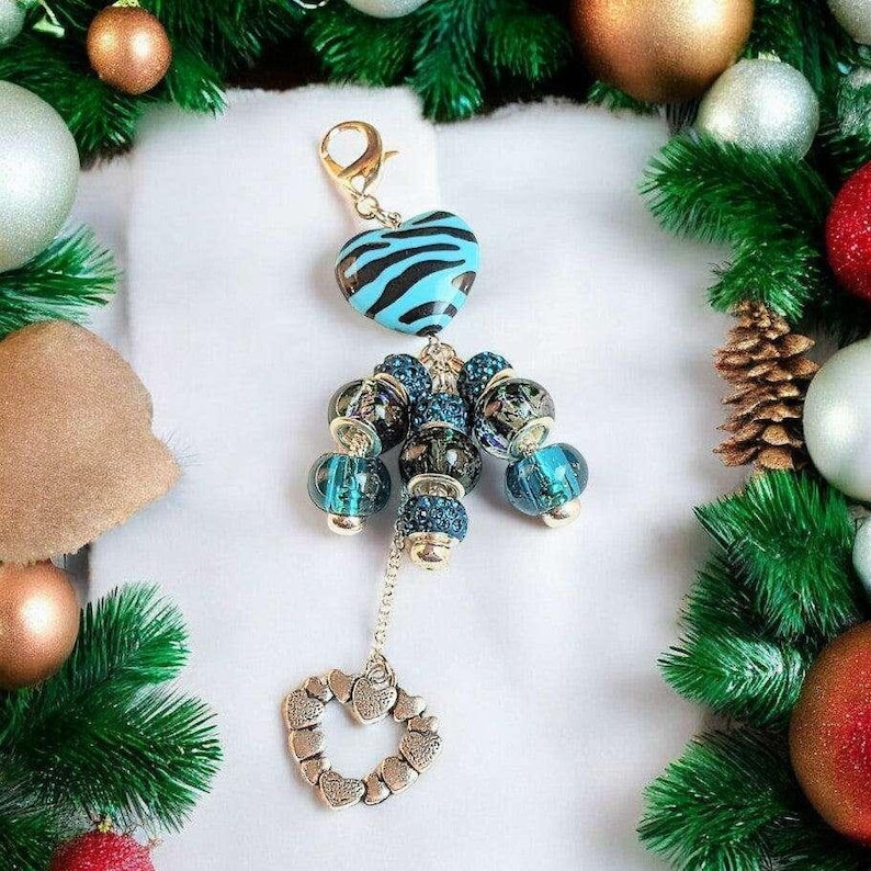 Zebra Stripe Heart Purse Charm/Junk Journal Charm - - LadybugfeetDesigns -