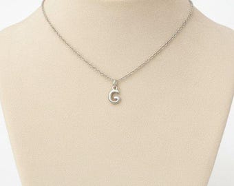 Mini Bubble Initial Necklace - Silver- 20 inch