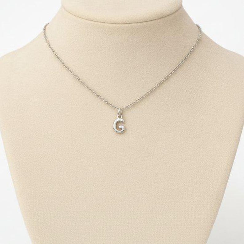 Mini Bubble Initial Necklace - Silver- 20 inch - - LadybugfeetDesigns -