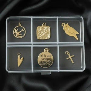 All is Well With My Soul Mini Charm Box - 6 pc., Gold - - LadybugfeetDesigns -