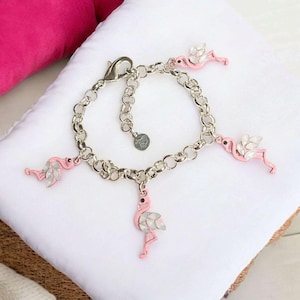 Flamingo Charm Bracelet III - - LadybugfeetDesigns -