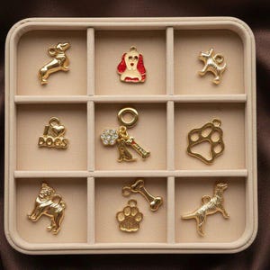 I love Dogs Charm Box - 10 pc., Gold - - LadybugfeetDesigns -