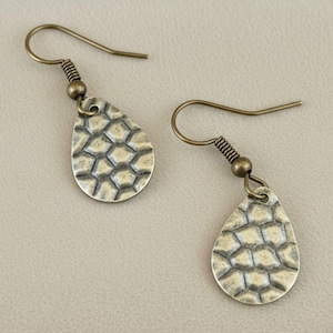 Antique Bronze Crocodile Tears Earrings - - LadybugfeetDesigns -