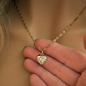 Sparkly Melting Heart necklace, Gold- 20 inch - - LadybugfeetDesigns -