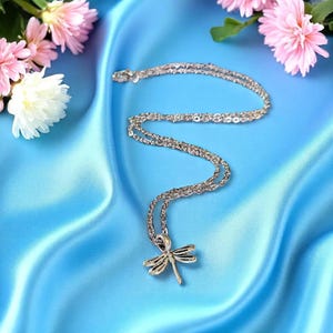 Dragonfly Necklace, Silver - 20 inch - - LadybugfeetDesigns -