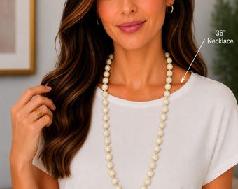 Howlite Semi-Precious Gemstone Necklace- 36 inch