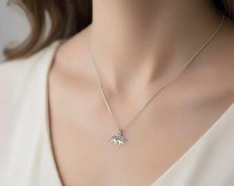 Celestial Bear Pendant charm necklace, Sterling Silver - 22 inch