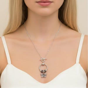 Butterfly Sterling Silver Toggle Charm Necklace, 20 inches - - LadybugfeetDesigns -