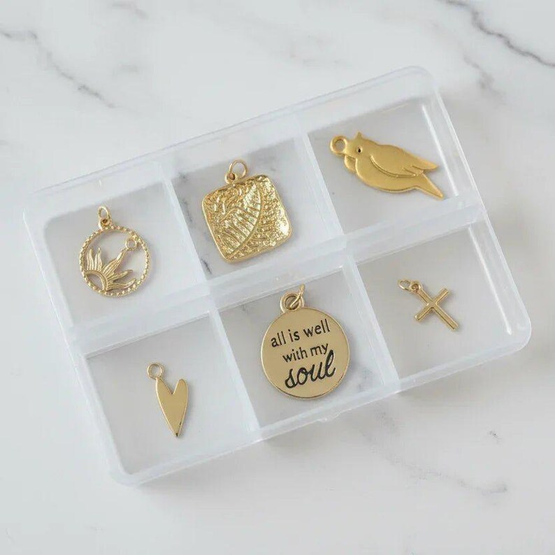 All is Well With My Soul Mini Charm Box - 6 pc., Gold - - LadybugfeetDesigns -