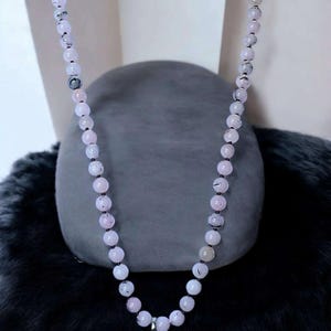 Pink Jade Semi-Precious Gemstone Necklace- 32 inch - - LadybugfeetDesigns -
