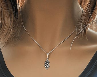 Jellyfish Pendant charm necklace, Sterling Silver - 22 inch