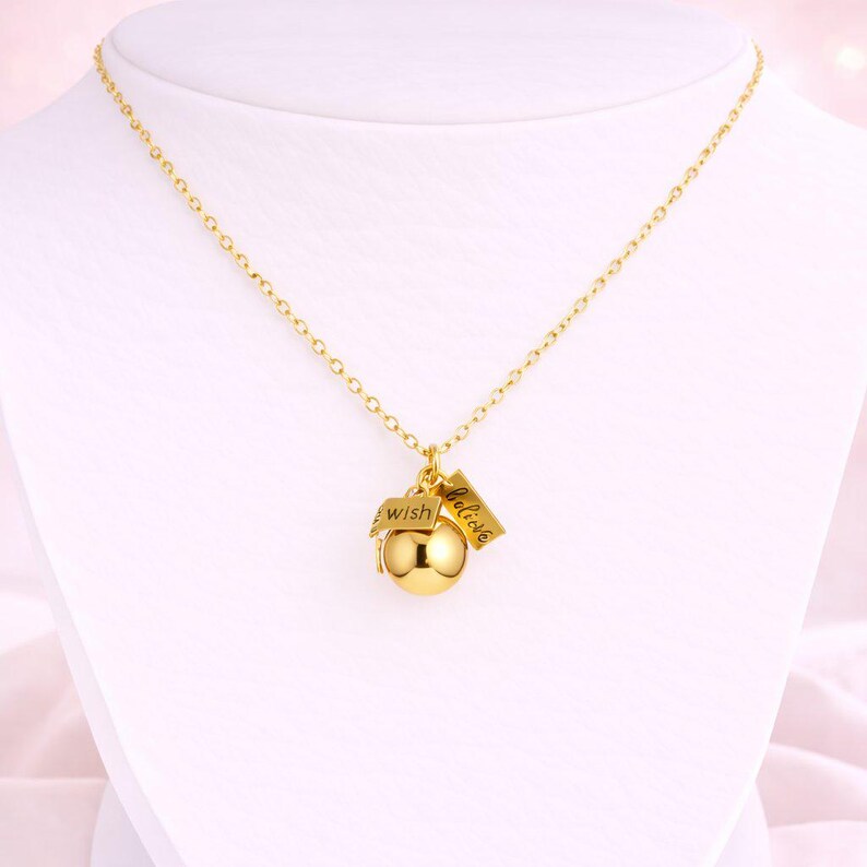 Prayer/Wish Locket Necklace, Gold - 18 inch - - LadybugfeetDesigns -