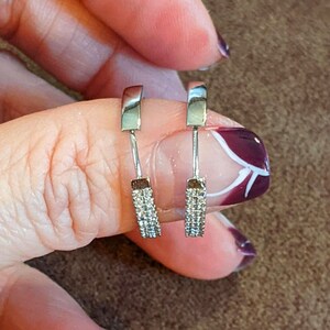 Silver Rhodium CZ Hoop earrings, Hoop Drop, 20mm - - LadybugfeetDesigns -