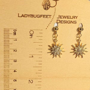 Fiery Sun Charm Drop Stud Earrings-Gold - - LadybugfeetDesigns -