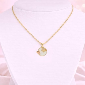 Pearl Shell Heart Sun necklace, Gold- 20 inch - - LadybugfeetDesigns -