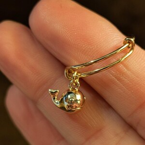 Baby Whale Expandable Charm Ring - Gold - - LadybugfeetDesigns -