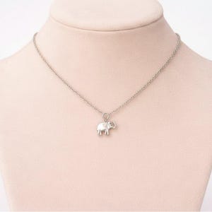Elephant Pendant Necklace, Silver - 18 - 22 inches - - LadybugfeetDesigns -