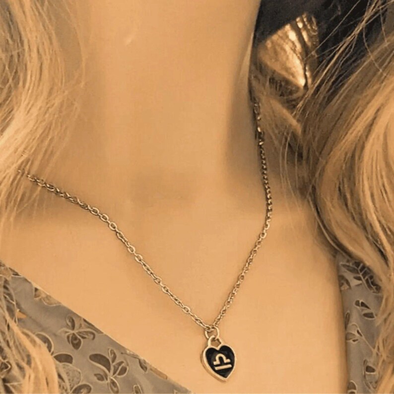 Zodiac Sign Heart Necklace, Gold - 20 inches - - LadybugfeetDesigns -