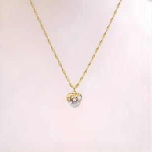 Sparkly Melting Heart necklace, Gold- 20 inch - - LadybugfeetDesigns -