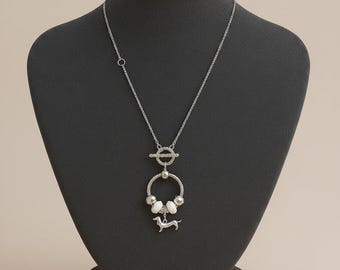 Dachshund Sterling Silver Toggle Charm Necklace, 20 inches
