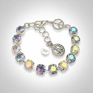 Peace Sign Faceted Crystal Bracelet - - LadybugfeetDesigns -