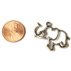 Large Silver Elephant Cut-Out Charm Pendant - - LadybugfeetDesigns -