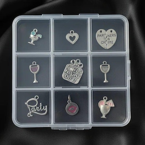 Girl's Night Out Charm Box - 9 pc., Silver - - LadybugfeetDesigns -