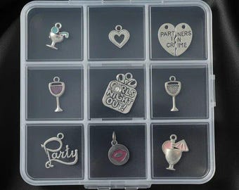 Girl's Night Out Charm Box - 9 pc., Silver