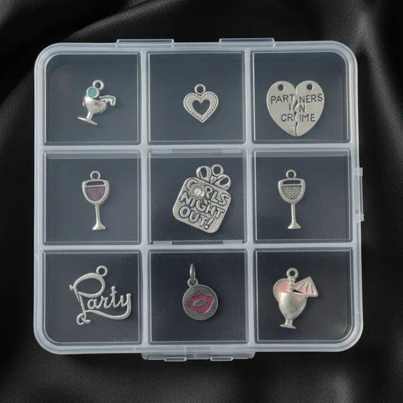 Girl's Night Out Charm Box - 9 pc., Silver - - LadybugfeetDesigns -