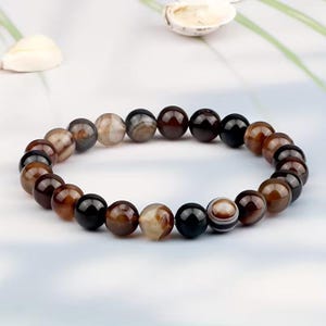 Agate Beaded Stretch Bracelet-UNISEX - - LadybugfeetDesigns -