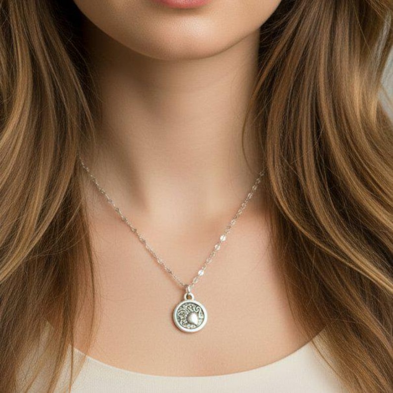 Double Sided Zodiac Coin Necklace, Silver - 24 inch - - LadybugfeetDesigns -