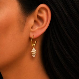Genuine Conch Shell Hoop Earrings, Gold - 16mm - - LadybugfeetDesigns -